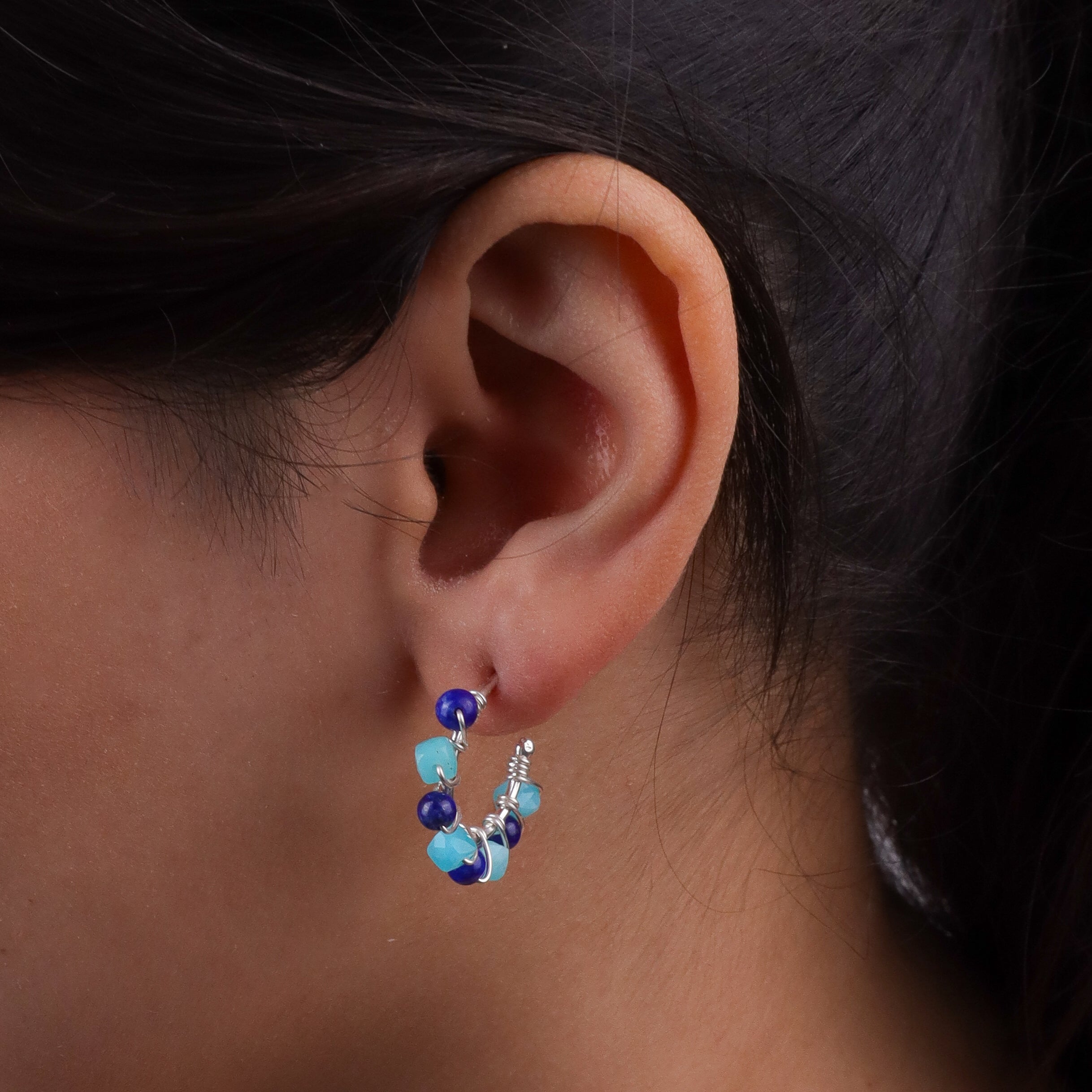 Blue Jade & Lapis Lazuli Hoops (Project Handmade)