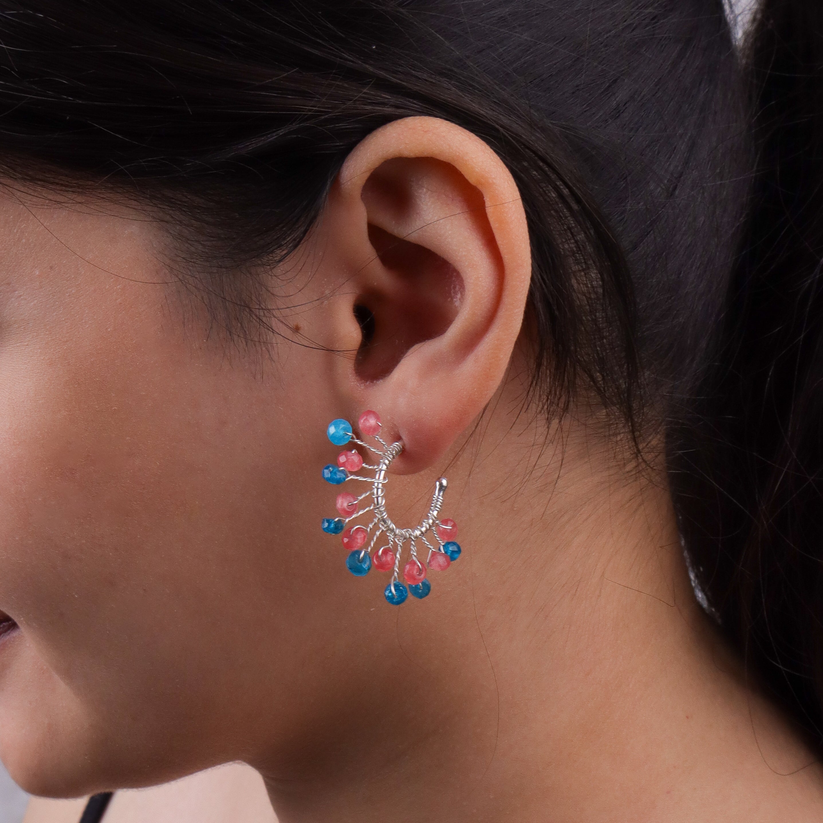 Pink Jade & Rhodolite Hoops (Project Handmade)
