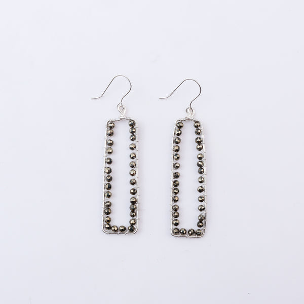 Silver Pyrite Arc Earrings