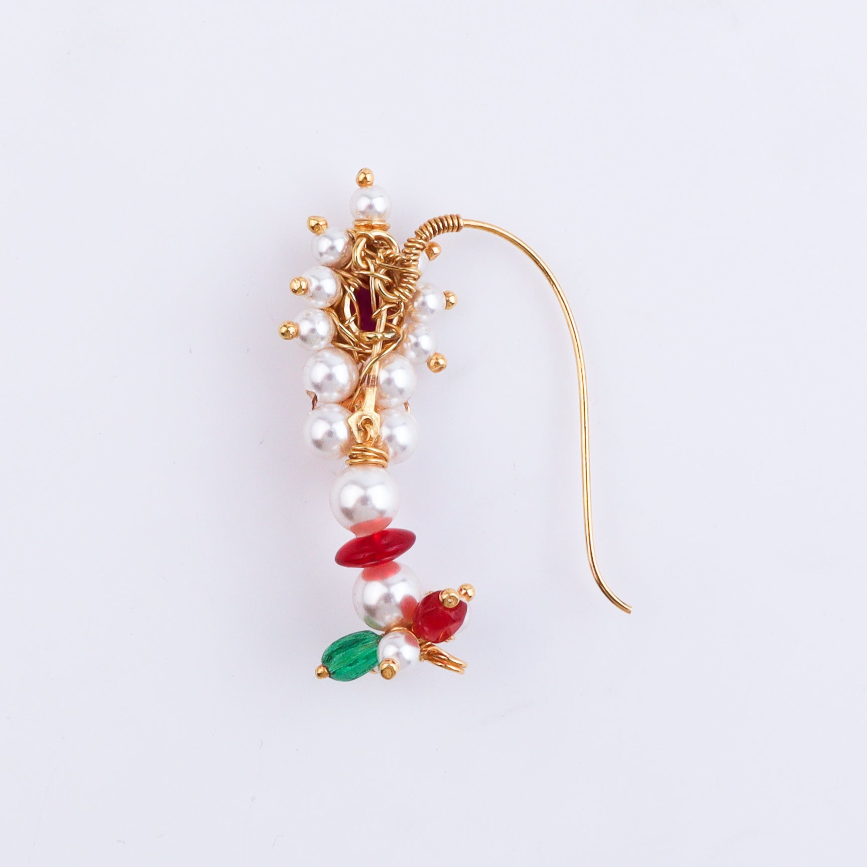 Pearl Handmade Nath – Small (Left, Pierced) | 22K Gold-Plated