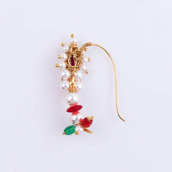 Pearl Handmade Nath – Small (Left, Pierced) | 22K Gold-Plated