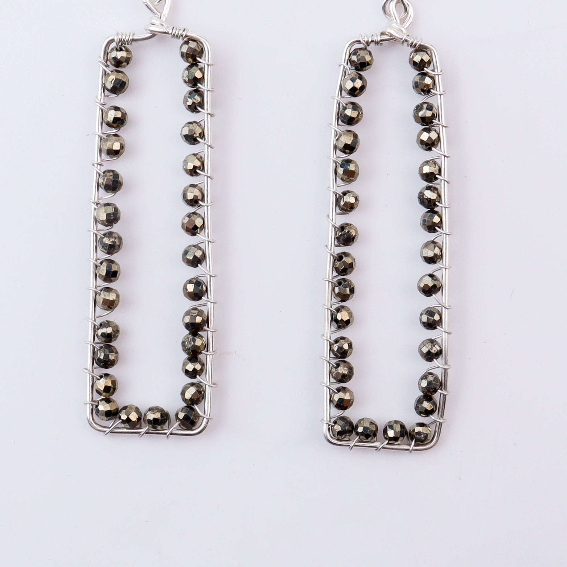 Silver Pyrite Arc Earrings