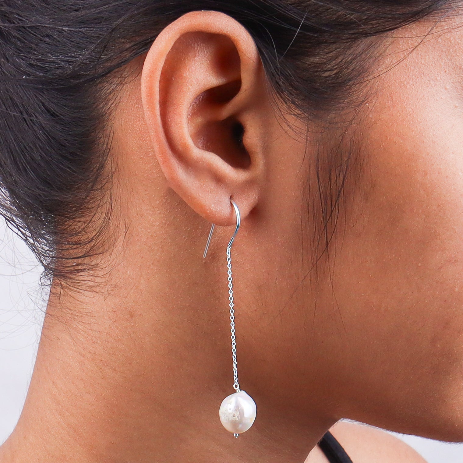 Baroque Pearl Silver Earrings (Project Handmade)