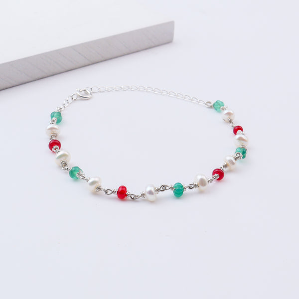Silver Chain with Pearl & Bead Necklace