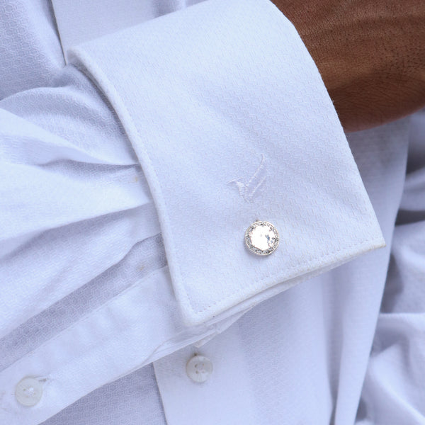 Silver CZ Circle Cufflinks | 92.5 Silver