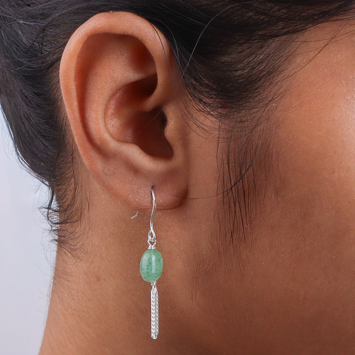Russian Quartz & Chain Bunch Silver Earrings (Project Handmade)