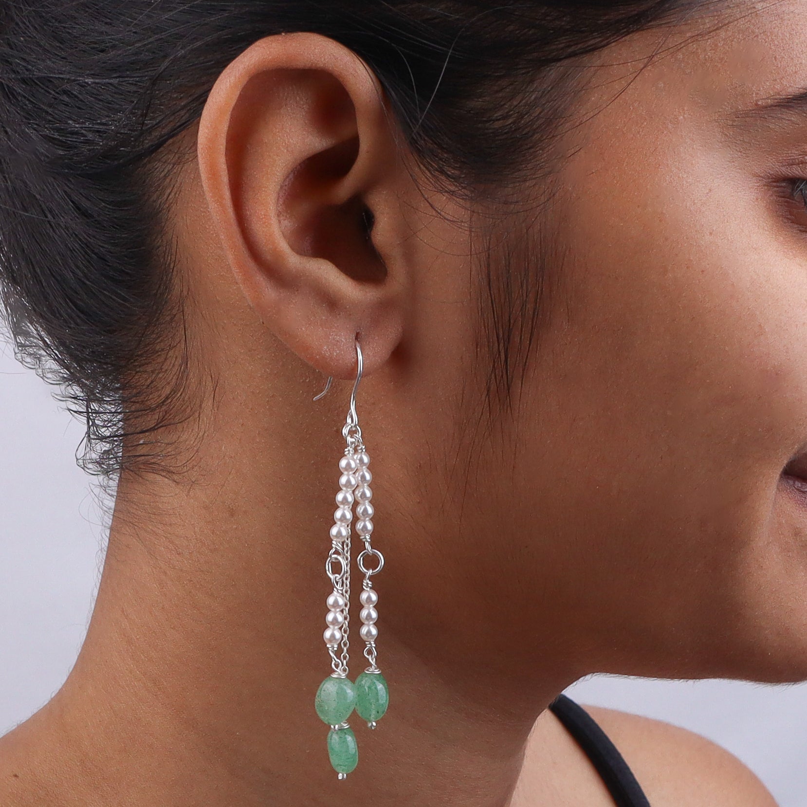 Russian Quartz & Pearl Silver Earrings (Project Handmade)
