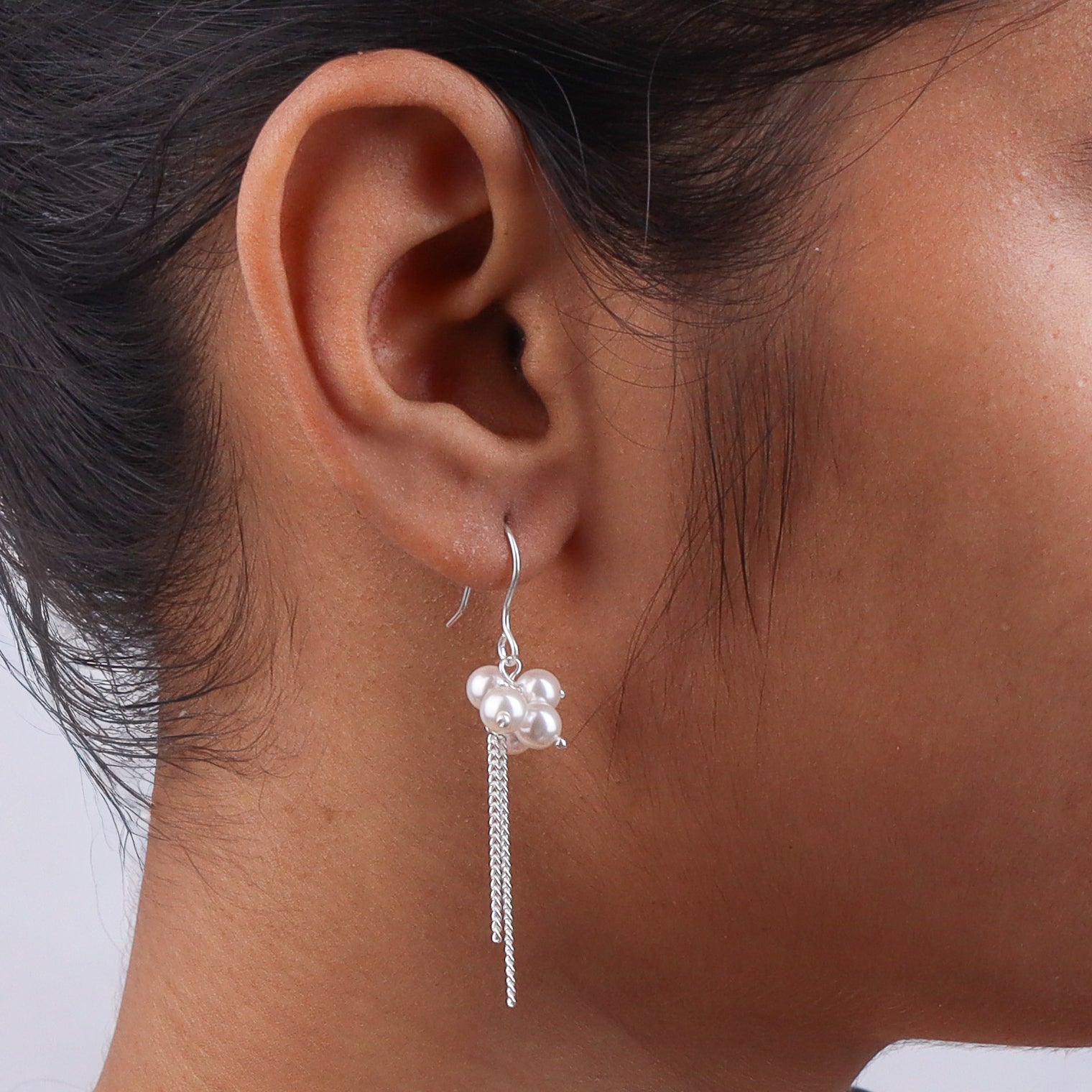 Pearl Bunch Silver Earrings (Project Handmade)