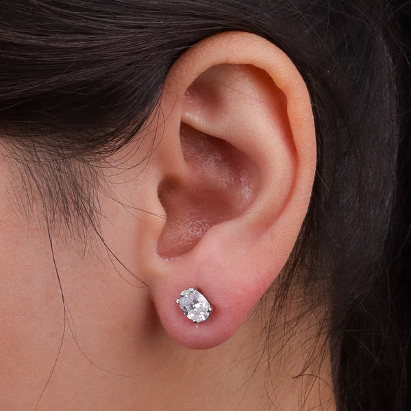 Silver CZ Oval Shape Set