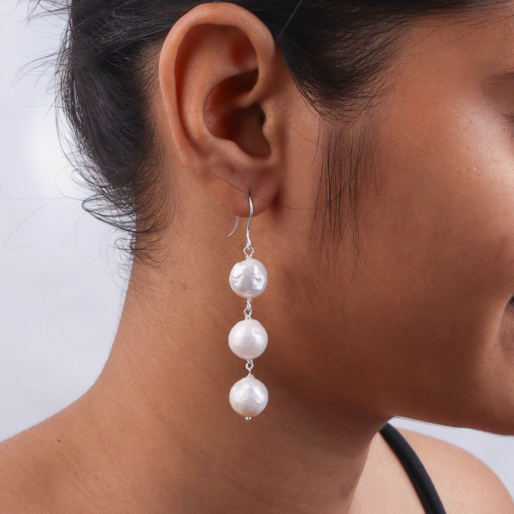 Baroque Pearl Silver Earrings (Project Handmade)