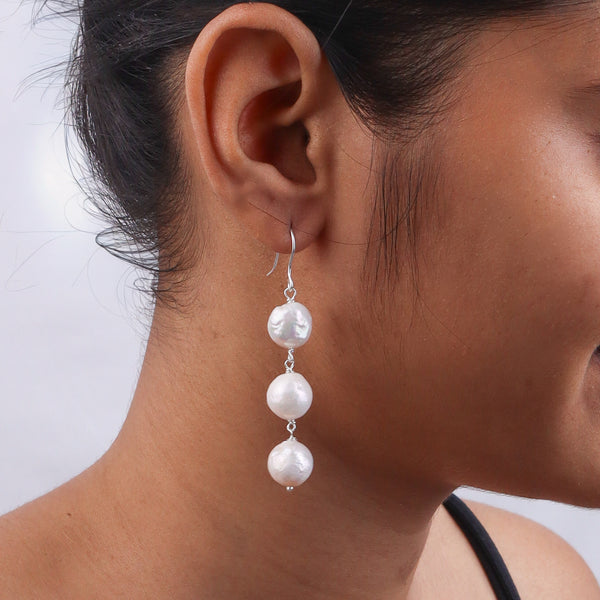 Baroque Pearl Silver Earrings (Project Handmade)