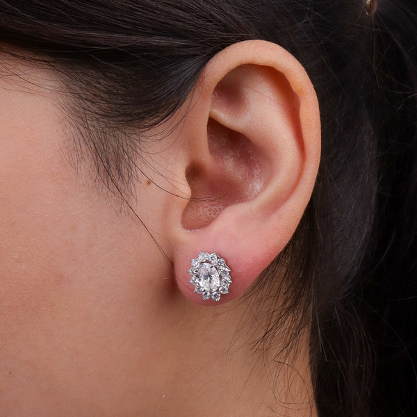 Silver CZ Oval Cluster Set