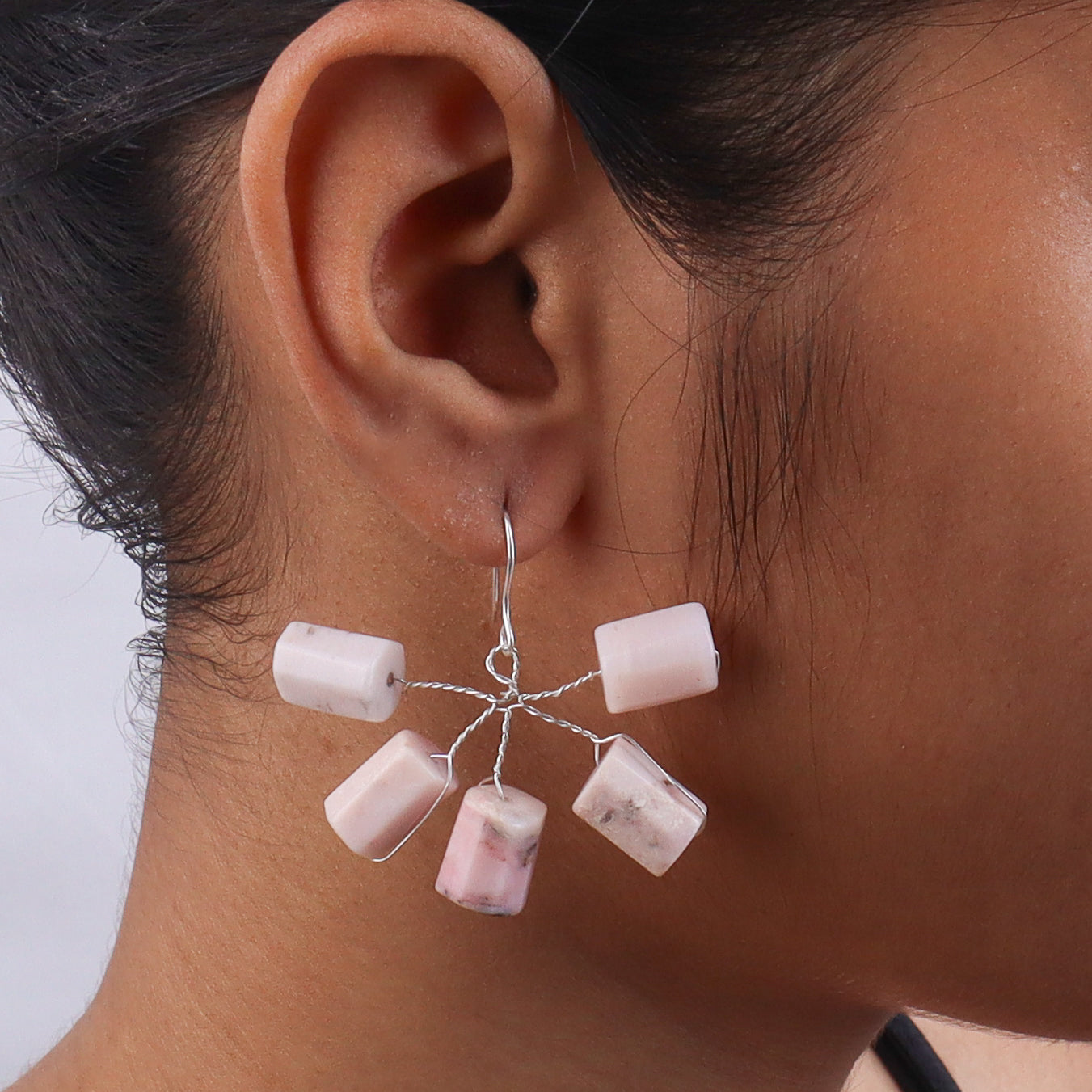 Strawberry Quartz Silver Earrings (Project Handmade)