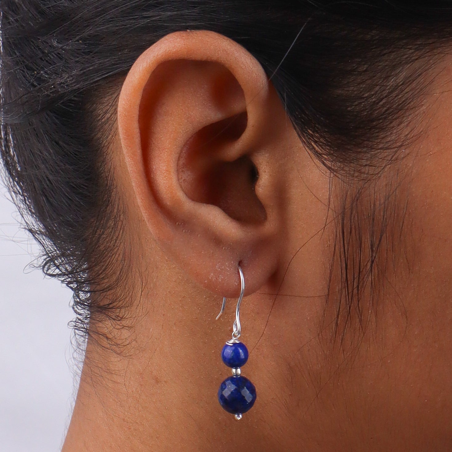 Lapis Lazuli Silver Earrings (Project Handmade)