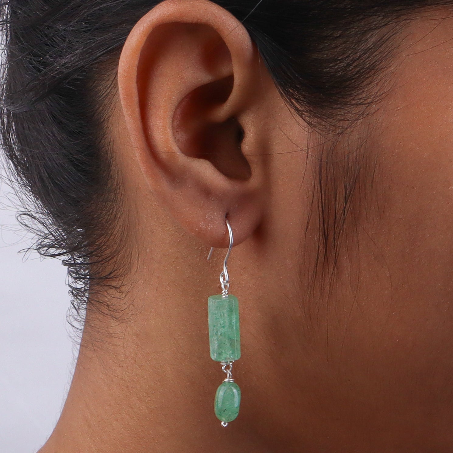 Russian Quartz Silver Earrings (Project Handmade)
