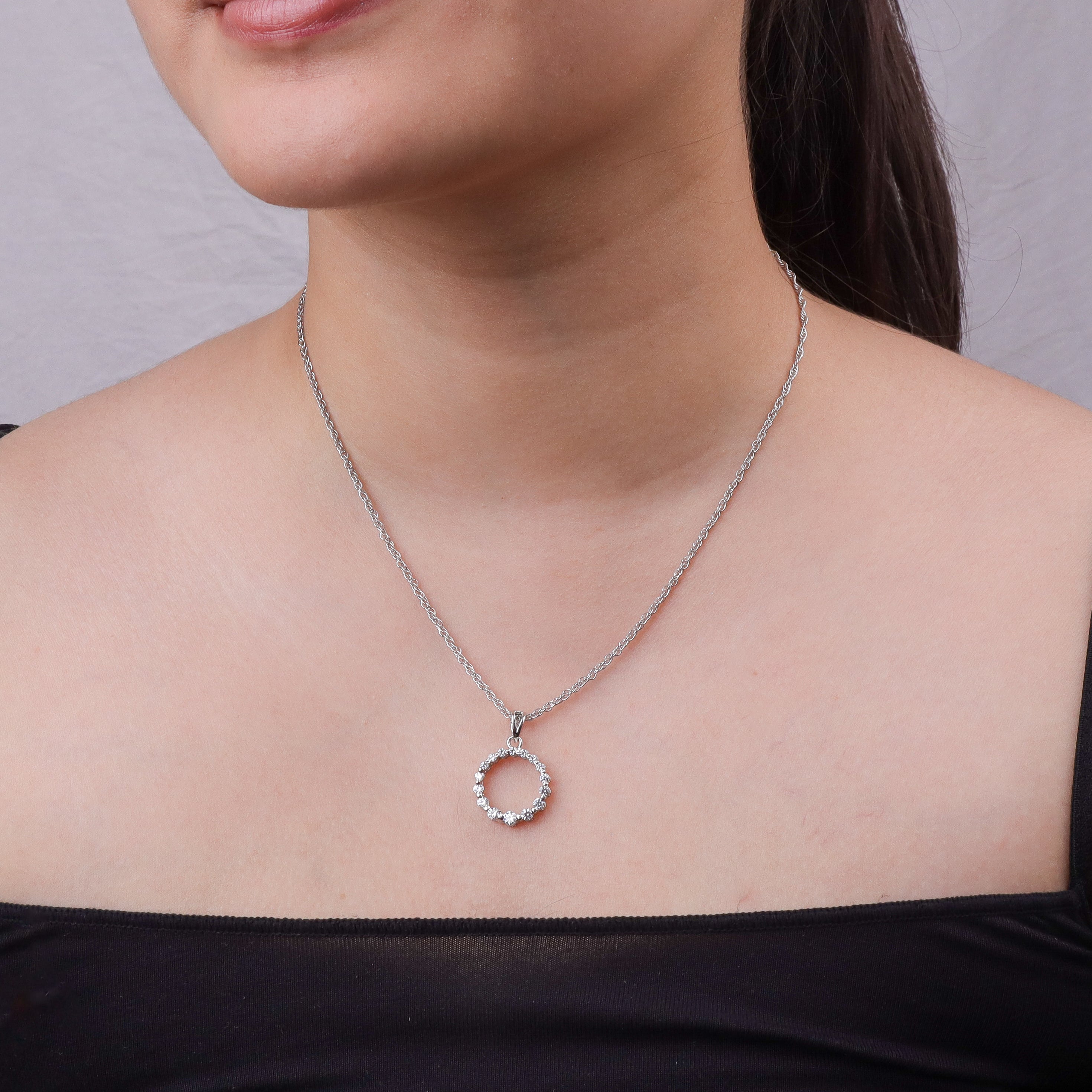 Silver CZ Circle Set