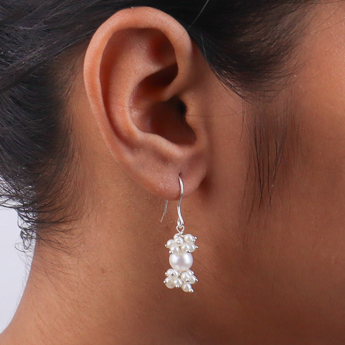 Pearl Bunch Silver Earrings (Project Handmade)