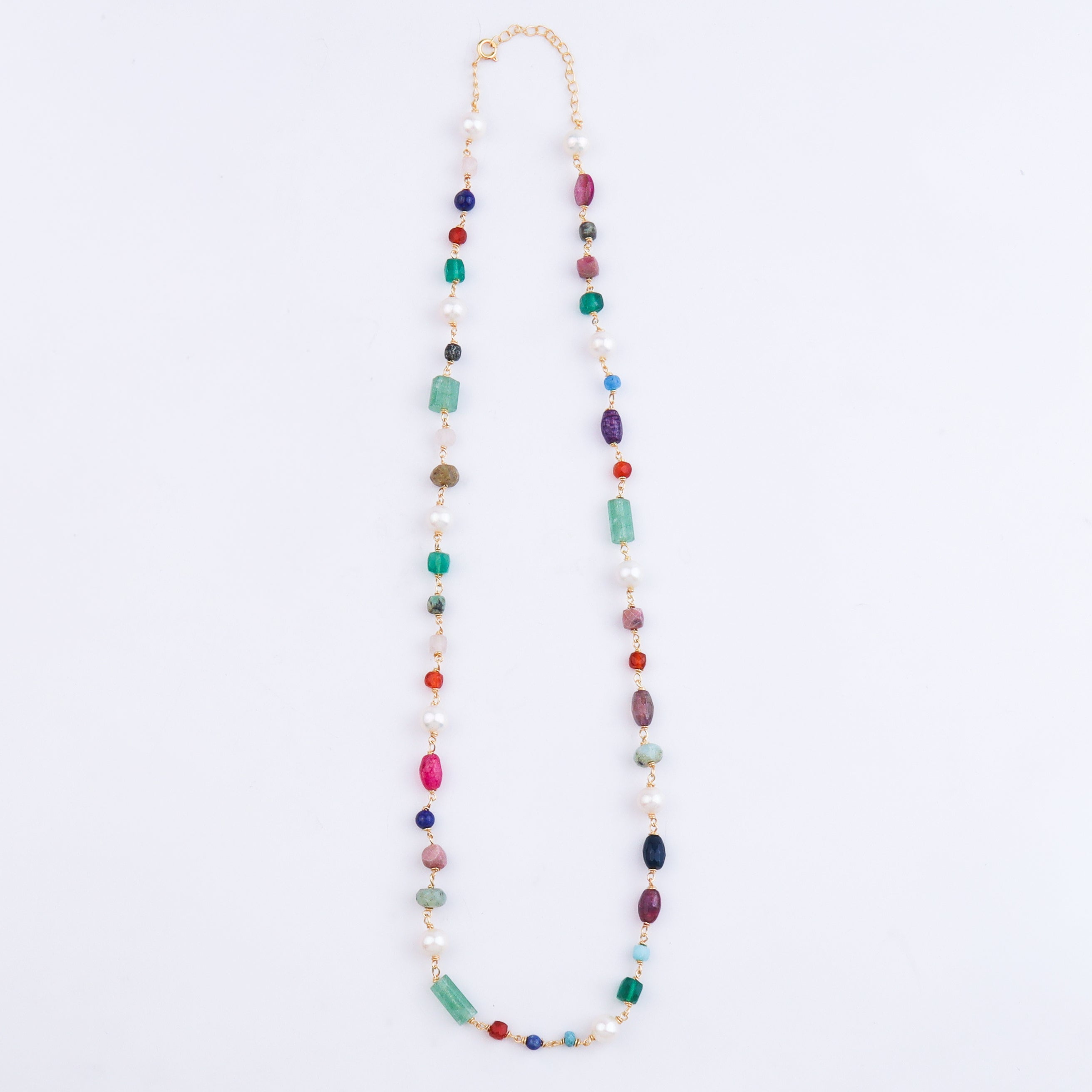 Multicolour Stone Ganthan Necklace | 22K Gold-Plated