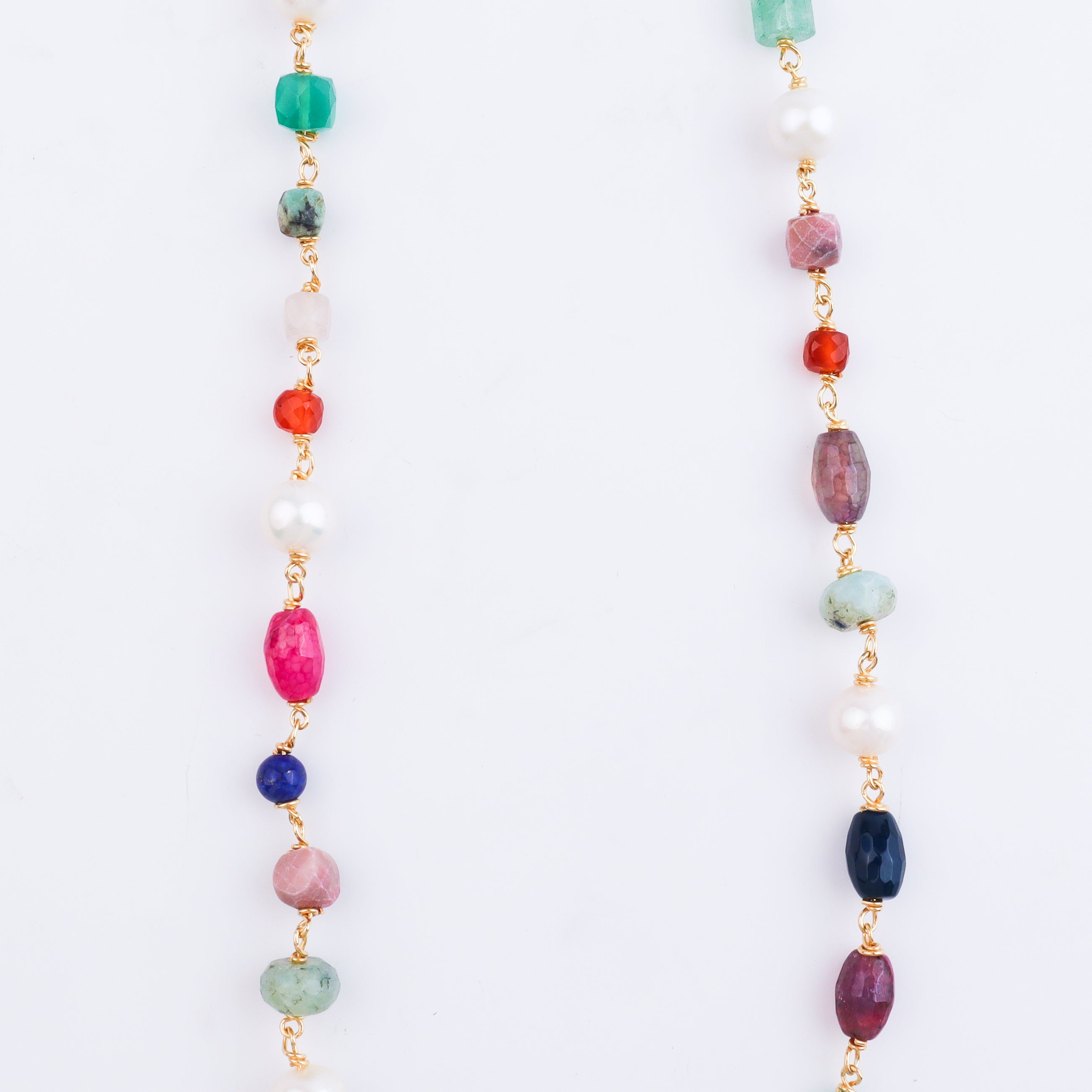 Multicolour Stone Ganthan Necklace | 22K Gold-Plated