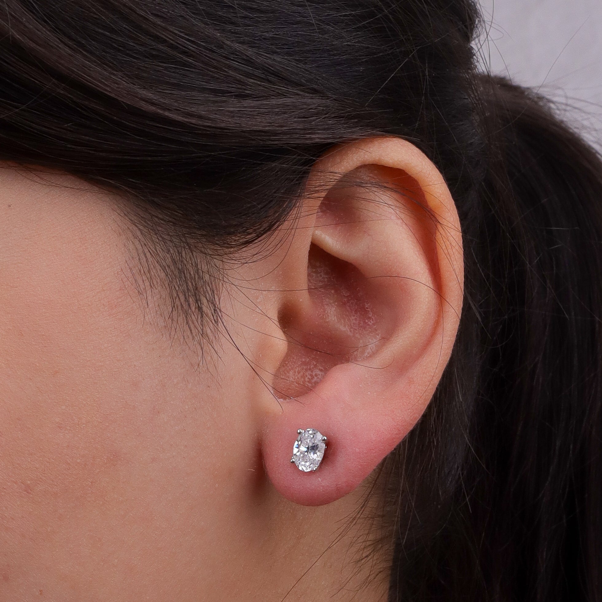 Silver CZ Tiny Oval Shape Set