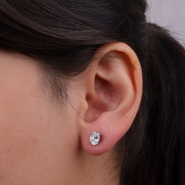Silver CZ Tiny Oval Shape Set