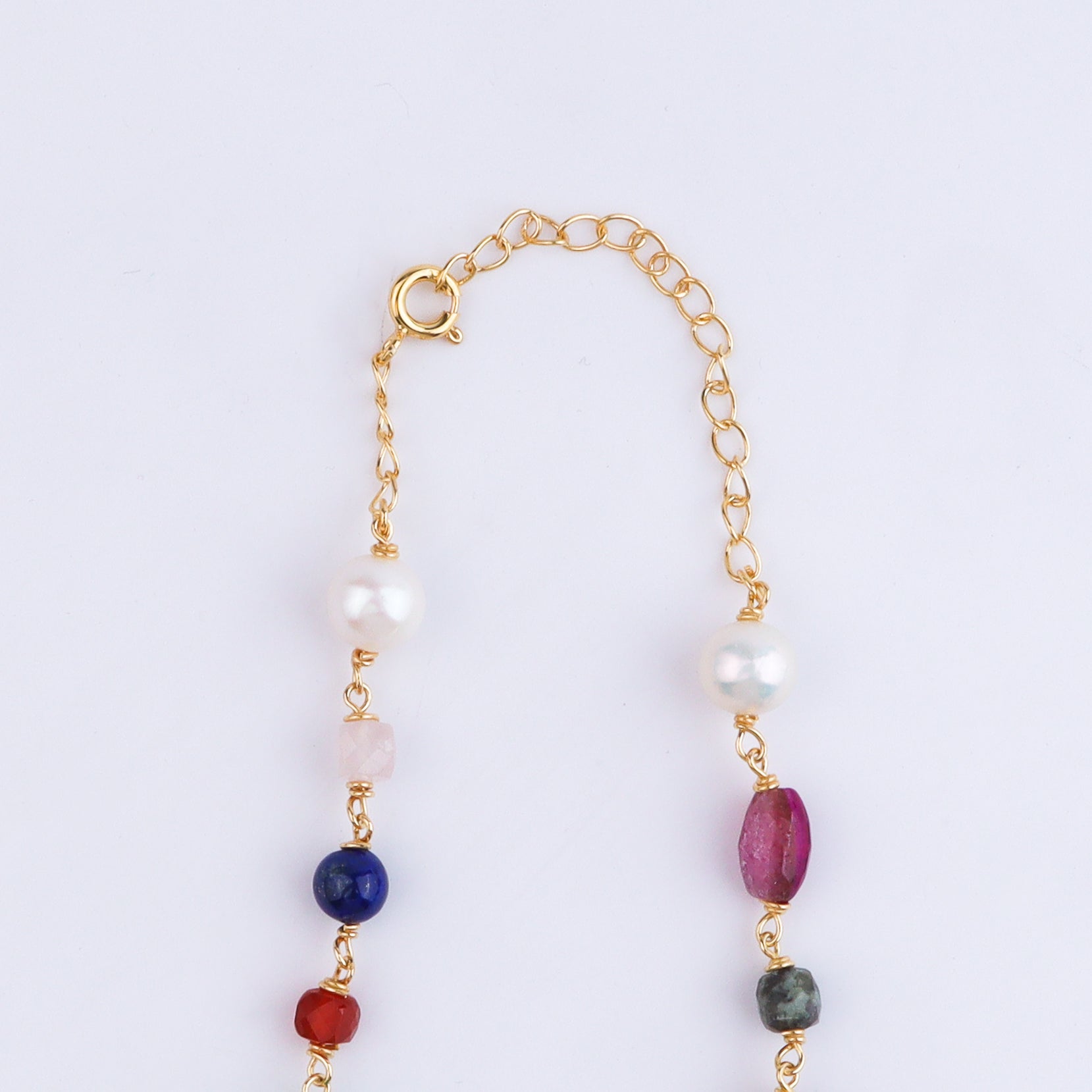 Multicolour Stone Ganthan Necklace | 22K Gold-Plated
