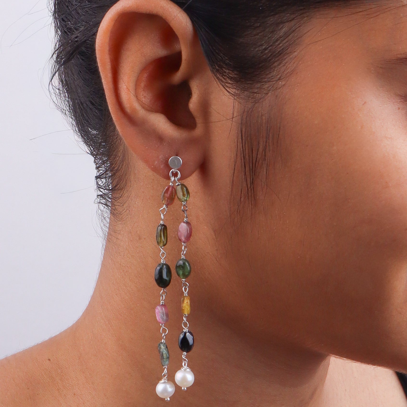 Tourmaline Silver Earrings (Project Handmade)