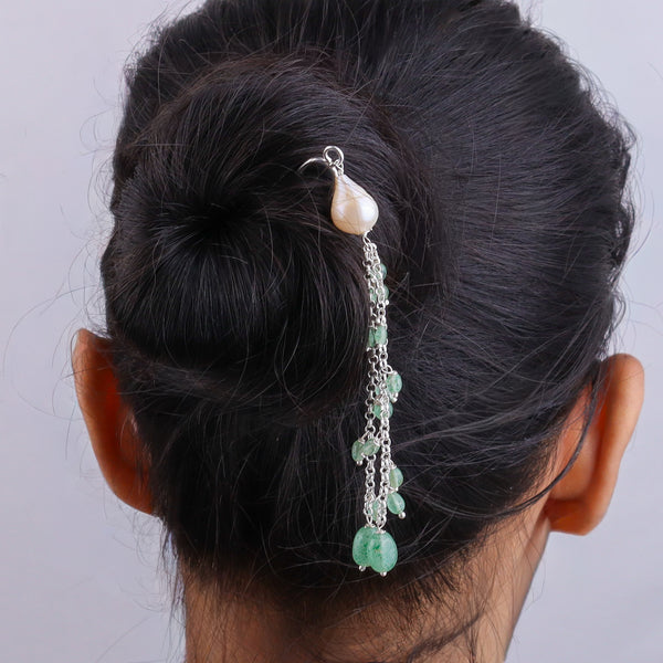 Russian Quartz & Baroque Pearl Hairpin