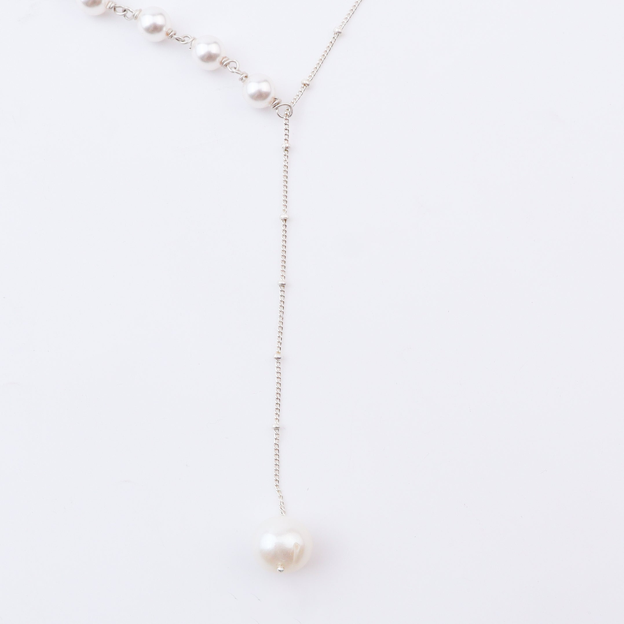 Pearl Drop Necklace Sterling Silver