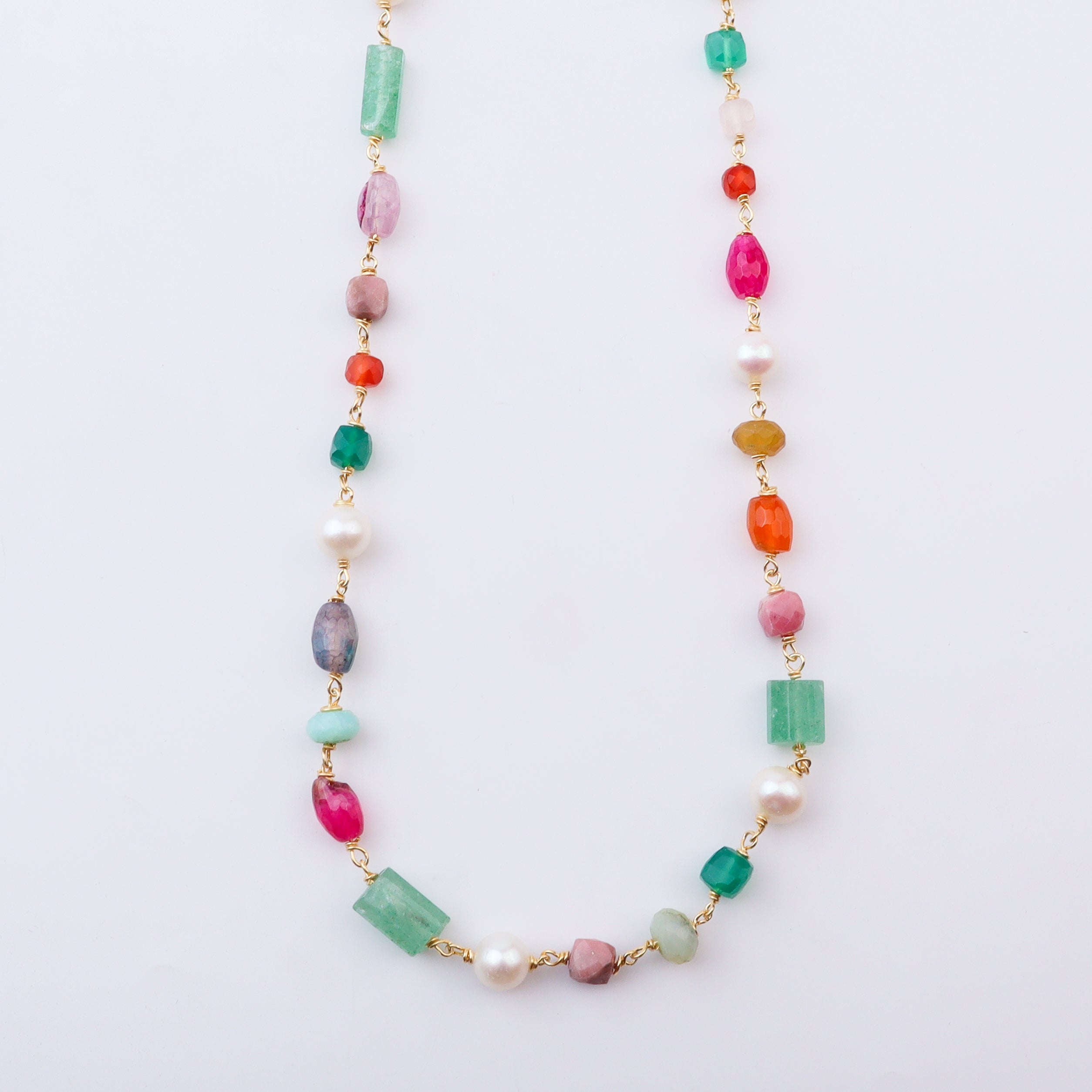 Multicolour Stone Ganthan Necklace | 22K Gold-Plated