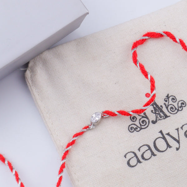 Oval Bezel Silver CZ Rakhi