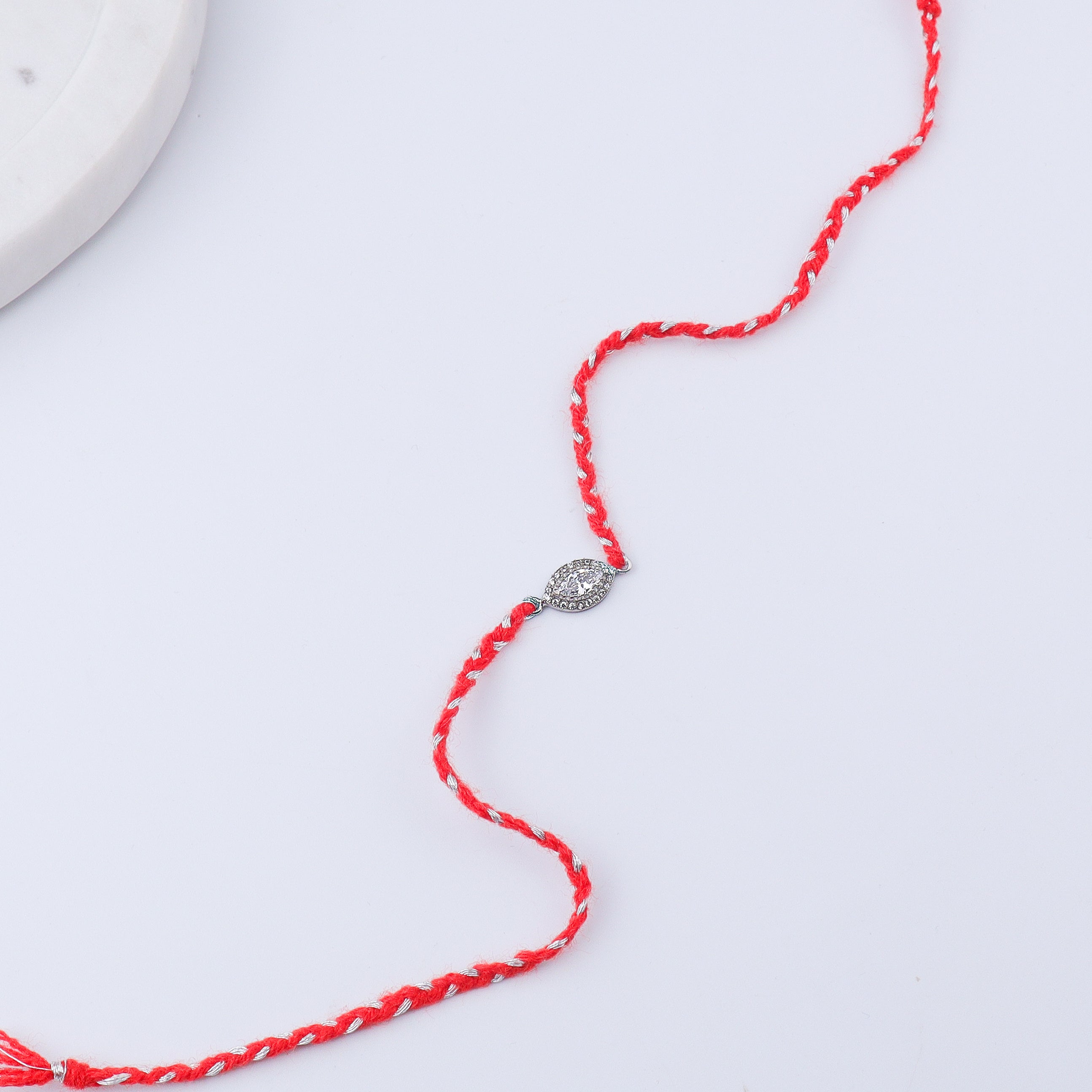 Marquise Halo Silver CZ Rakhi