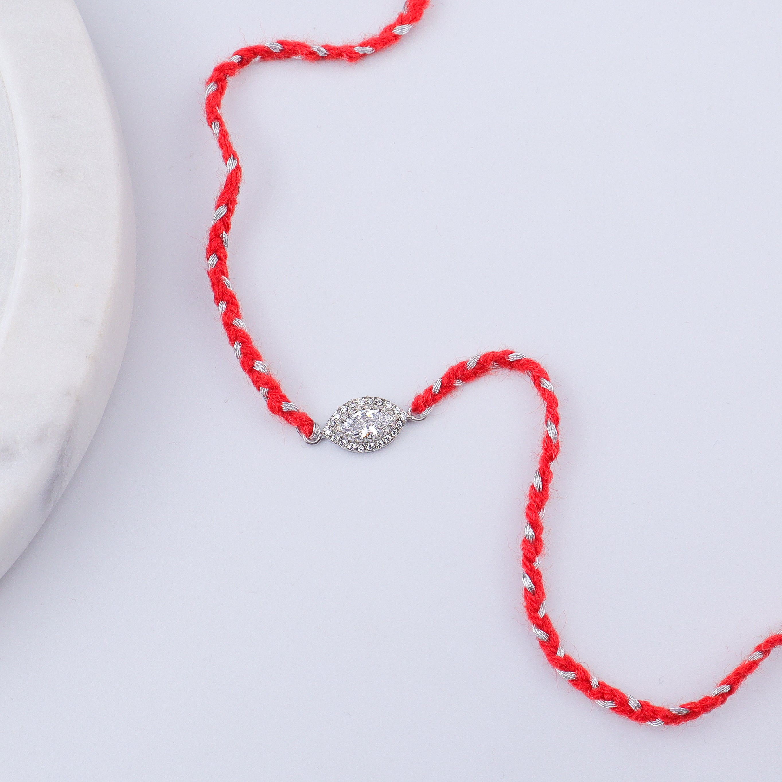Marquise Halo Silver CZ Rakhi