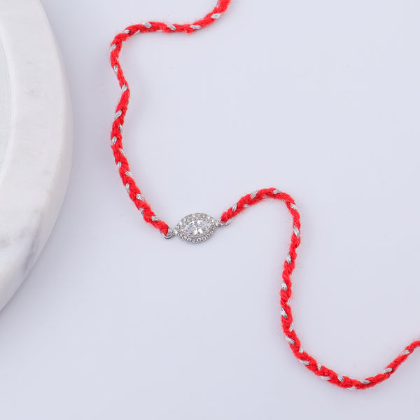 Marquise Halo Silver CZ Rakhi