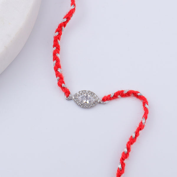 Marquise Halo Silver CZ Rakhi