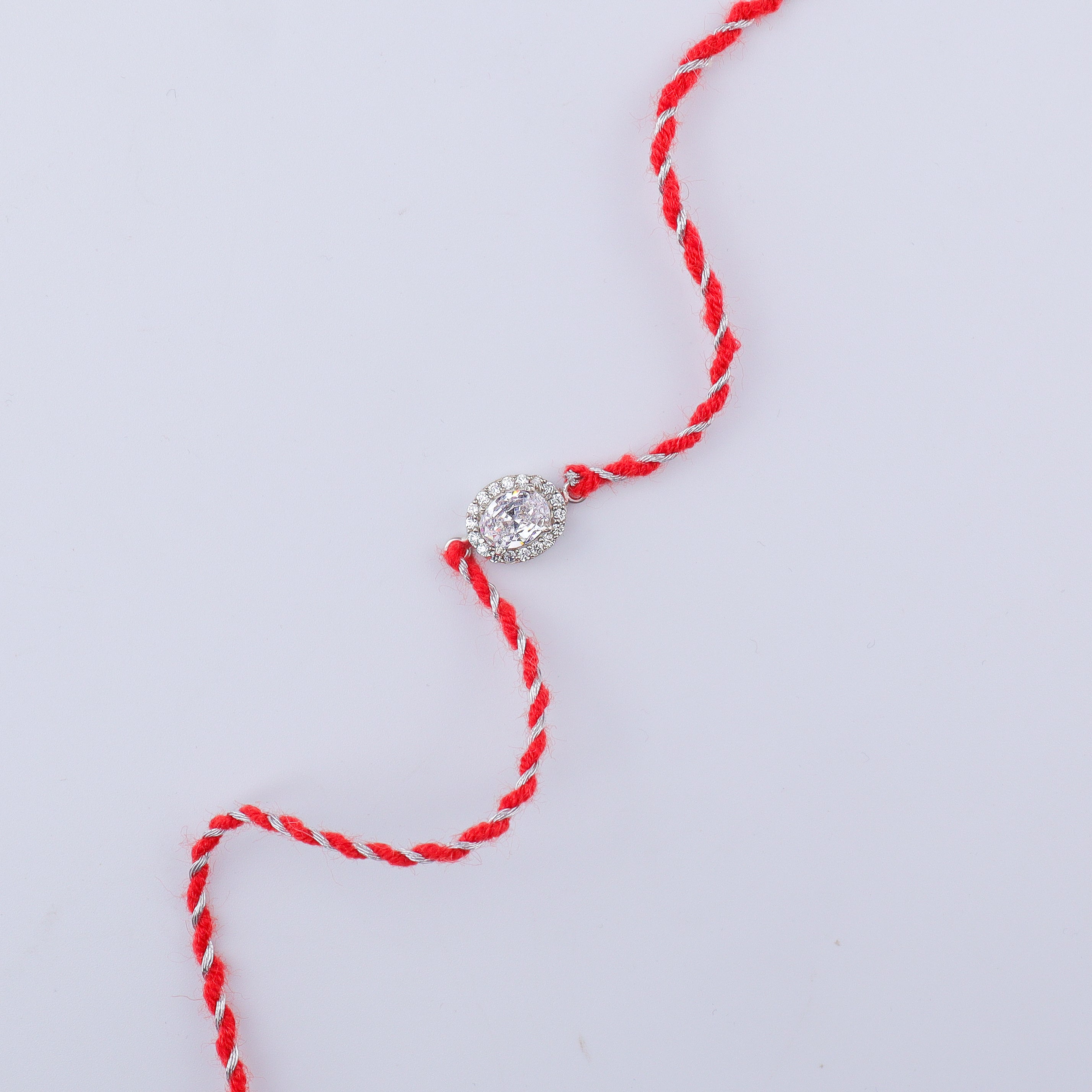 Oval Halo Silver CZ Rakhi
