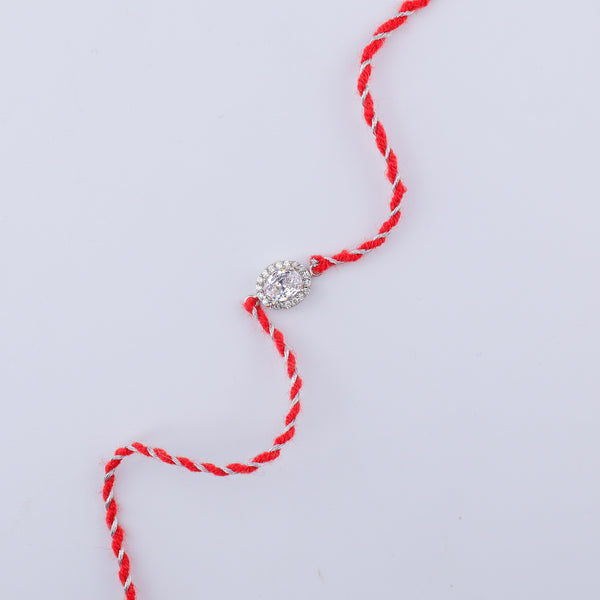 Oval Halo Silver CZ Rakhi