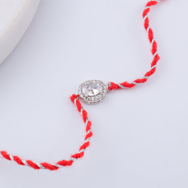Oval Halo Silver CZ Rakhi