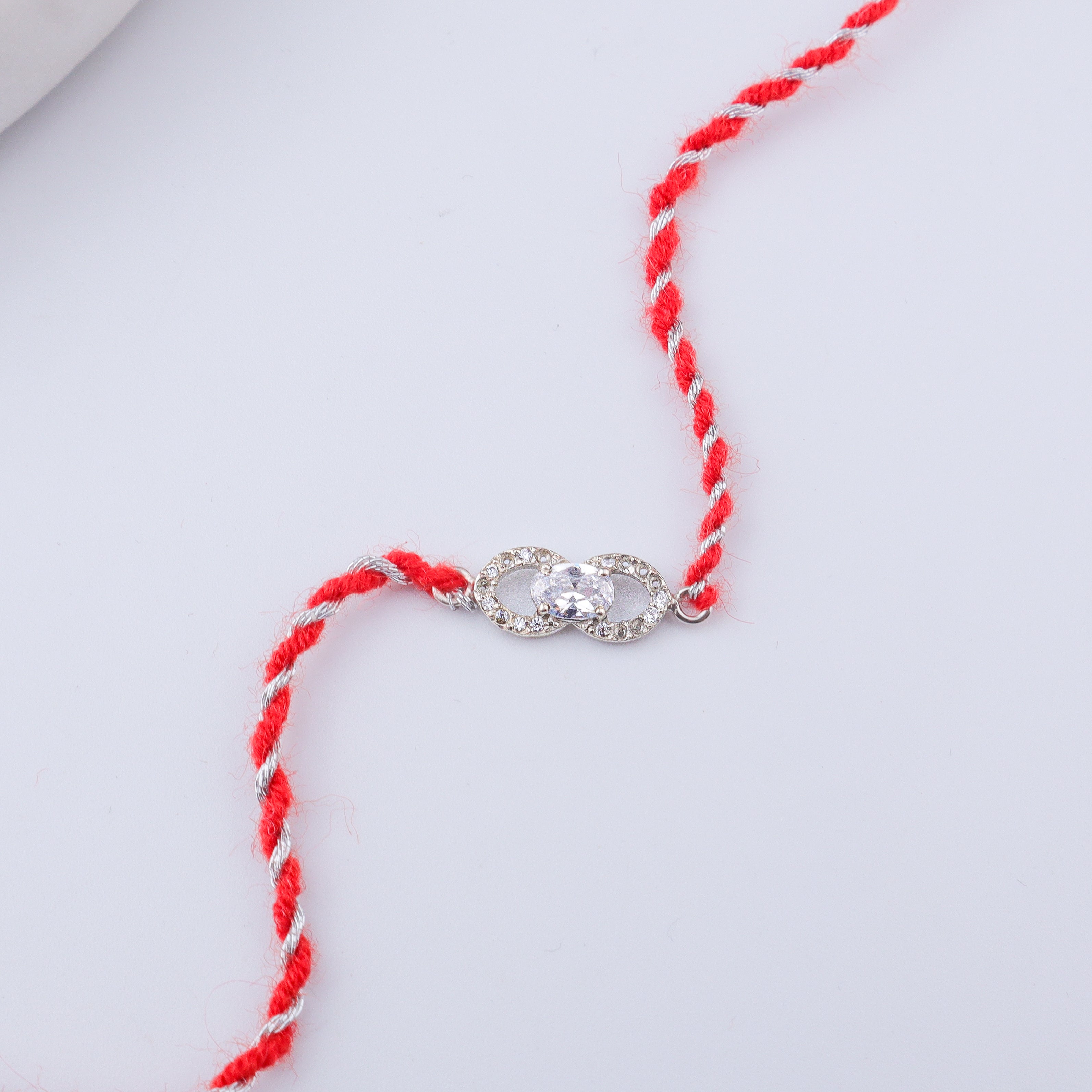 Oval Infinity Silver CZ Rakhi
