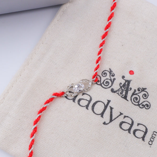 Oval Infinity Silver CZ Rakhi