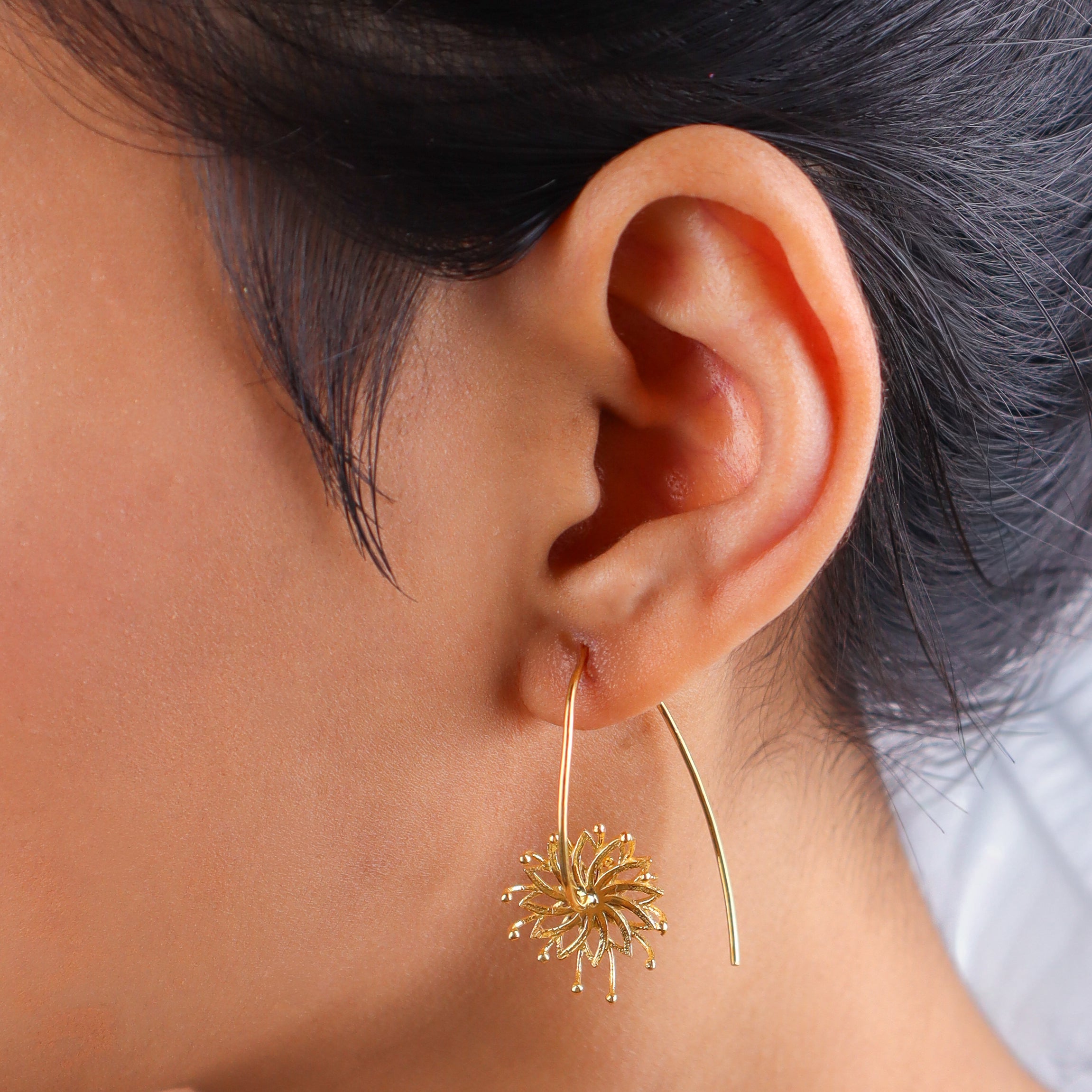 Brahma Kamal Flower Earrings | 22K Gold-Plated
