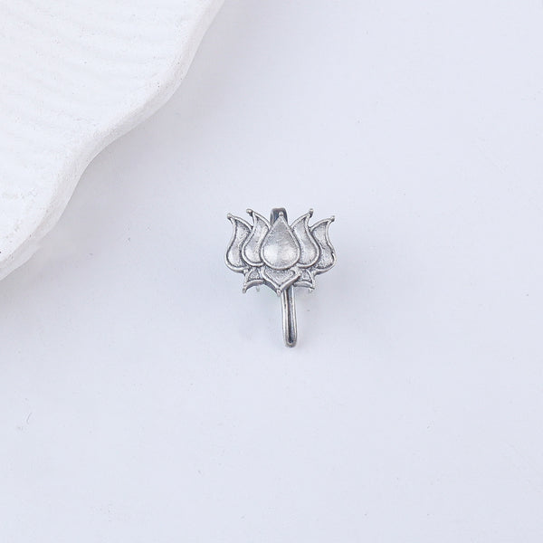 Lotus Oxidized Silver Earcuff (Single)