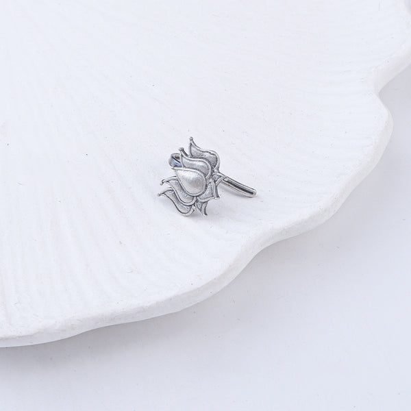 Lotus Oxidized Silver Earcuff (Single)