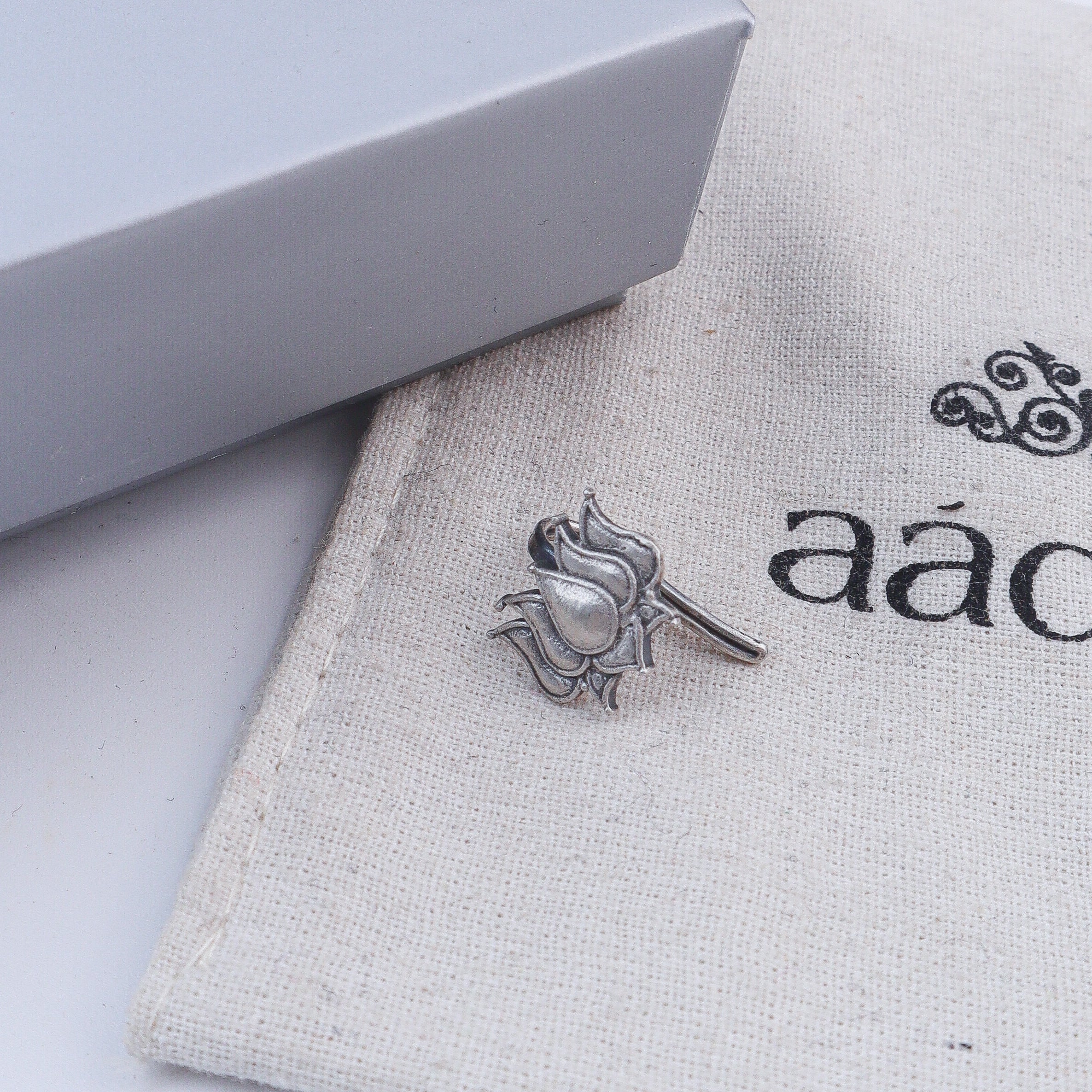 Lotus Oxidized Silver Earcuff (Single)