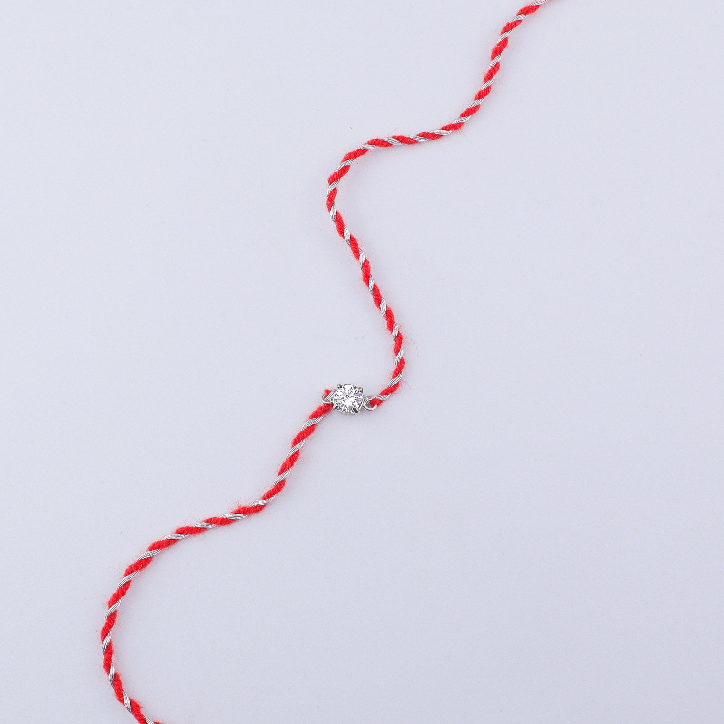 Round Silver CZ Rakhi