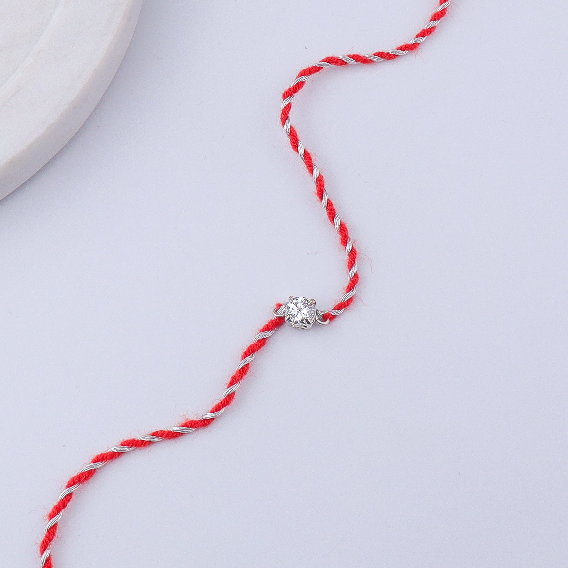 Round Silver CZ Rakhi