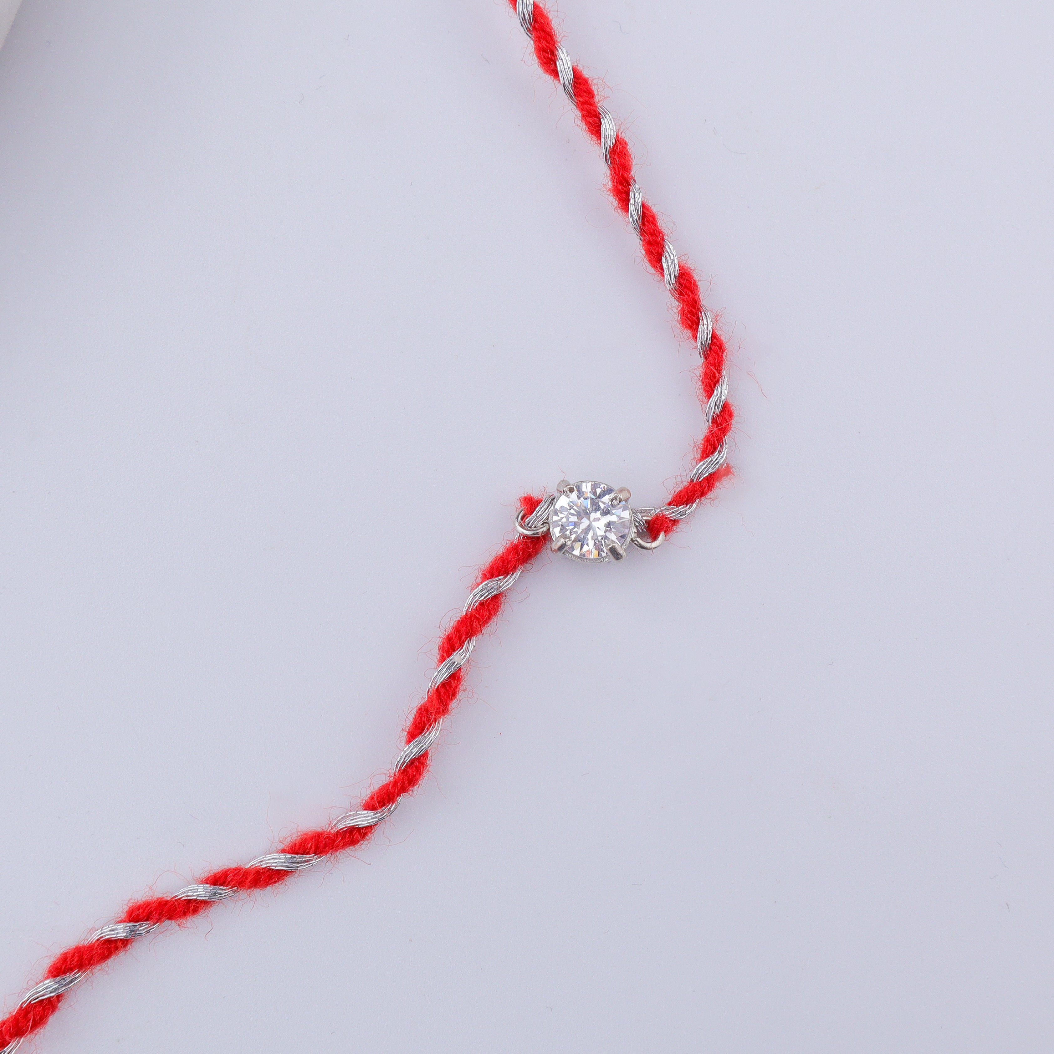 Round Silver CZ Rakhi