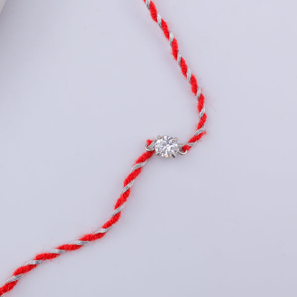 Round Silver CZ Rakhi