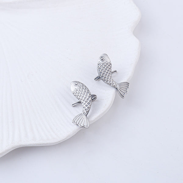 Fish Oxidized Silver Earcuff (Pair)