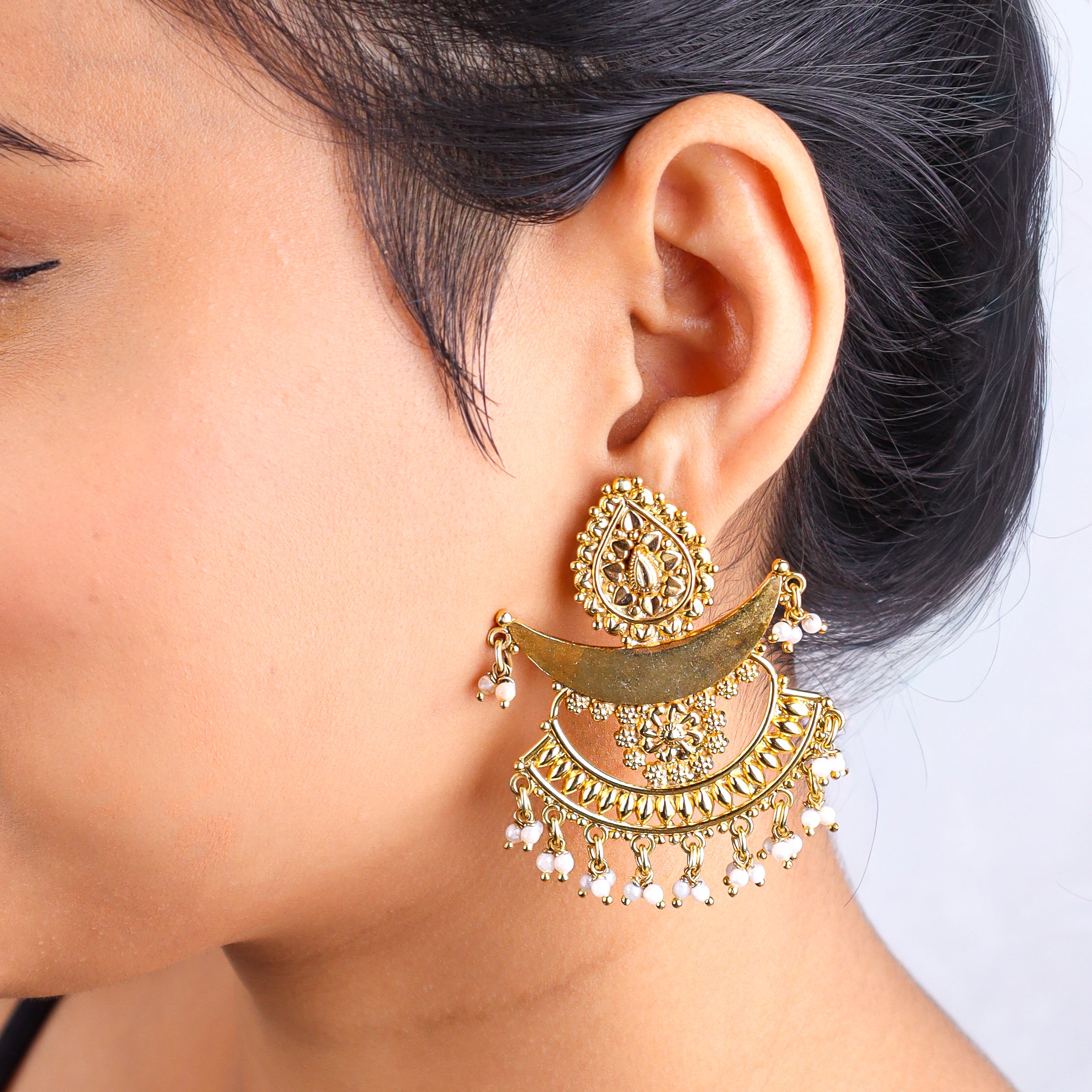 Chandbali (Mahnoor) Earrings | 22K Gold-Plated